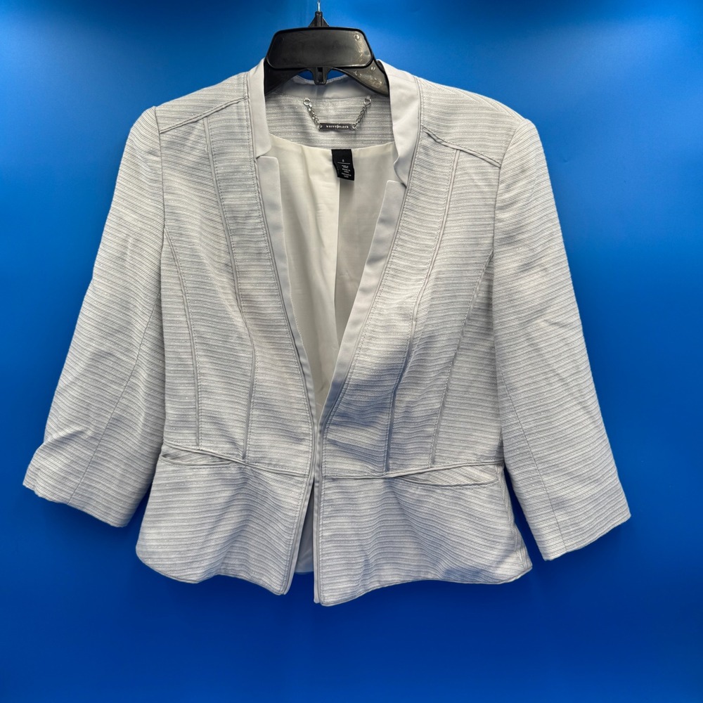 White House Black Market Grey Metallic Textured Peplum Blazer Jacket Size 8 - Picture 2 of 6